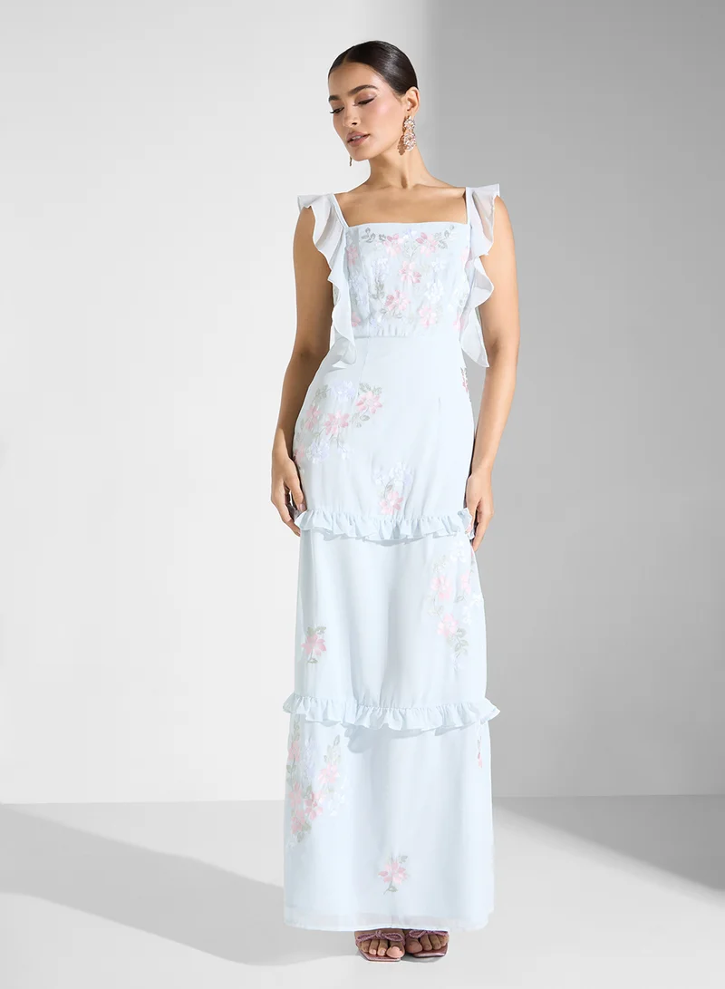 Maya Floral Ruffle Maxi Dress