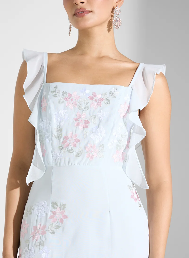 Maya Floral Ruffle Maxi Dress