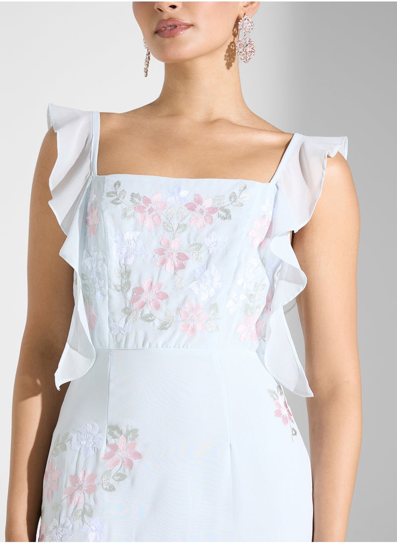 Maya Embroidered Delicate Floral Maxi Dress  - Image 3