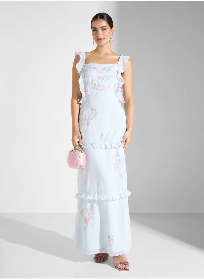 Maya Embroidered Delicate Floral Maxi Dress  - Image 1