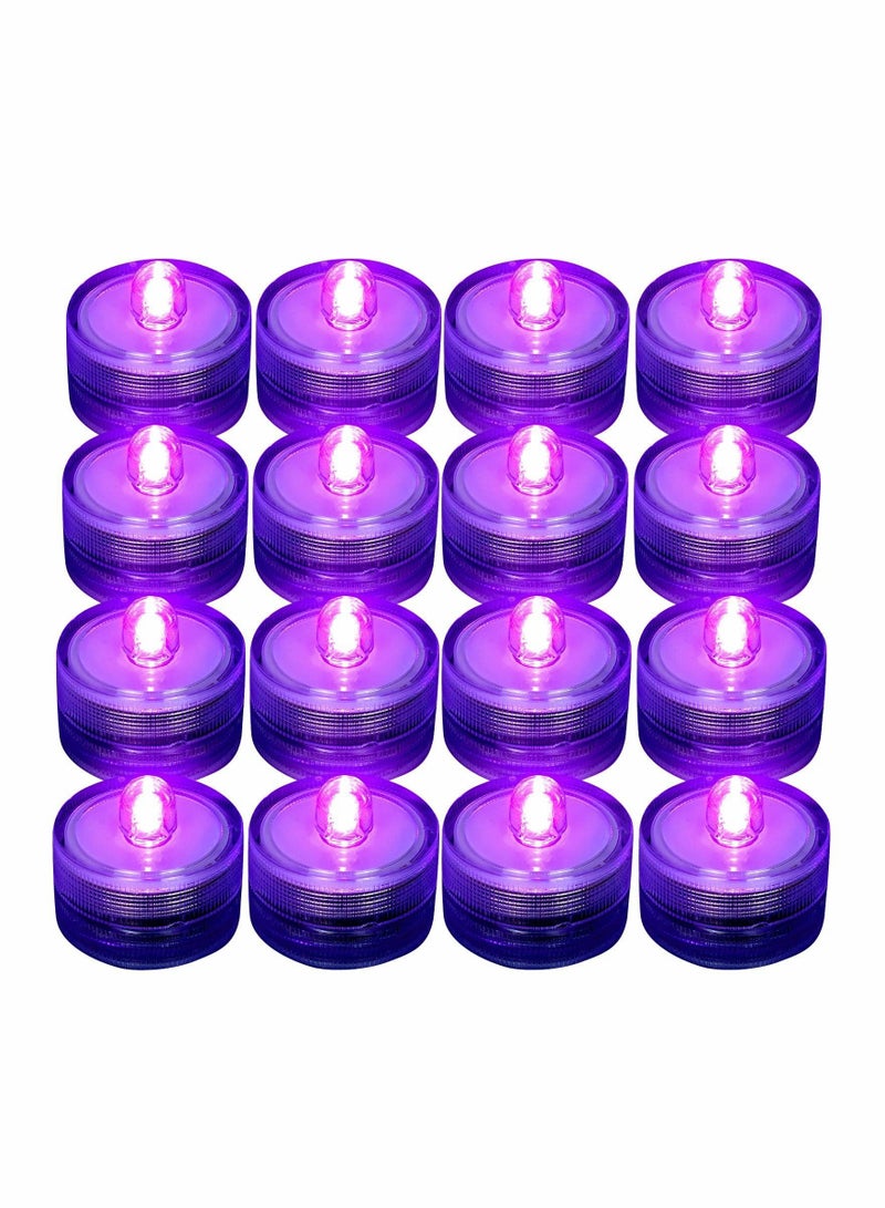 YQbest Waterproof LED Candle Light, Purple Flameless Tea Lights, Underwater Battery Operated Seasonal Festival Celebration Light for Table, Wedding Centerpieces, Party, 12 Pack  - Image 1