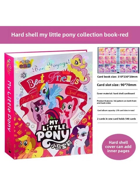 My Little Pony Card Storage Book Card Book Magic Parade Collection Book Hard Shell Loose-Leaf Nine-Gong Grid Card Book-Specification:Xiaoma-Red Nine-square Card Book With 270 Card Slots