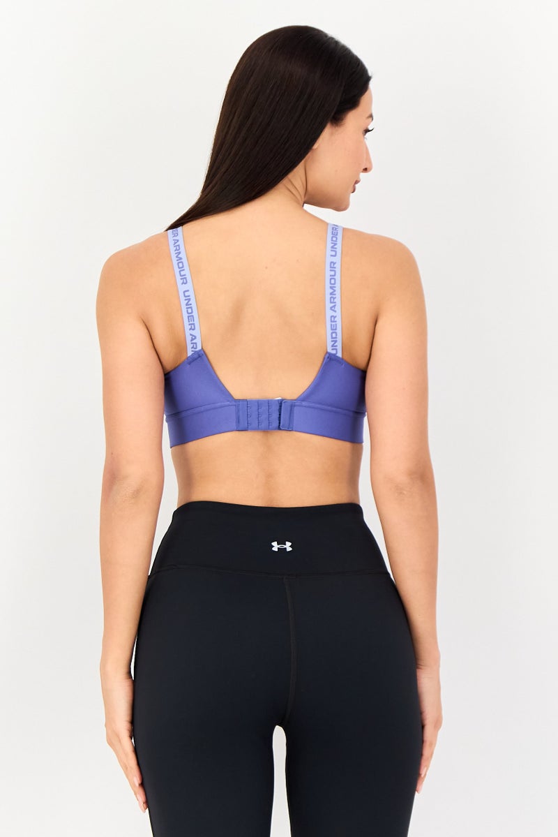 UNDER ARMOUR Women Lightly Padded Sleeveless Training Sports Bra, Blue - Image 4