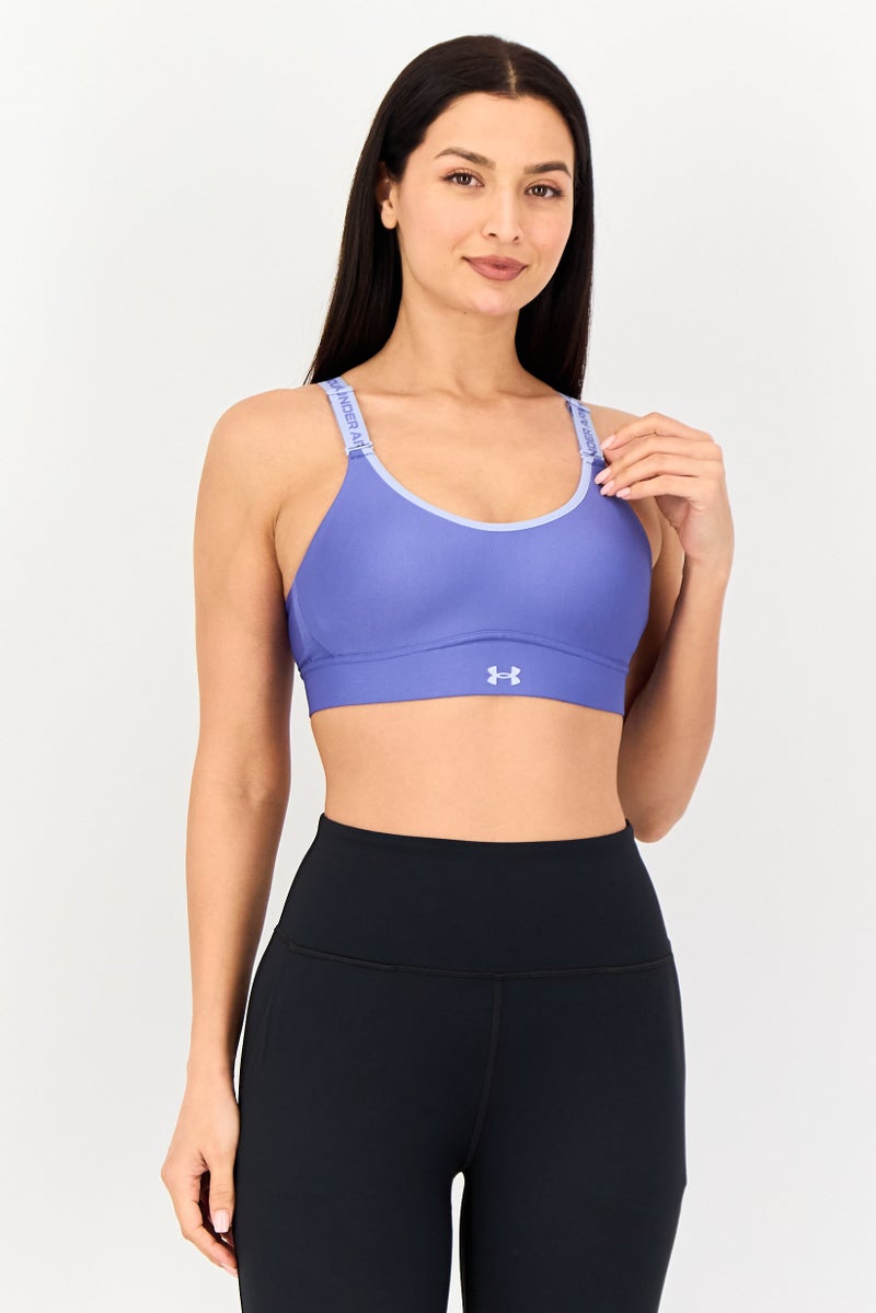 UNDER ARMOUR Women Lightly Padded Sleeveless Training Sports Bra, Blue - Image 1