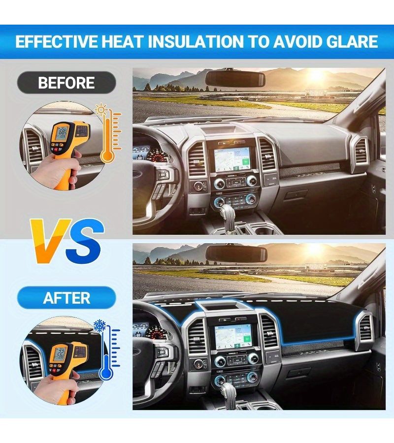 Black Premium Dashboard Cover UV Protection Heat Insulation Anti Scratch Non-Slip Sunshield Mat for Left Hand Drive Vehicles - Image 5