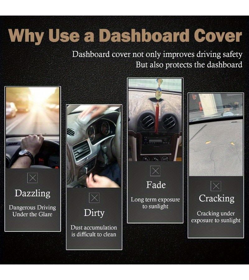 Black Premium Dashboard Cover UV Protection Heat Insulation Anti Scratch Non-Slip Sunshield Mat for Left Hand Drive Vehicles - Image 4