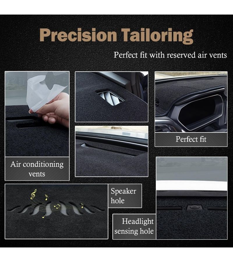 Black Premium Dashboard Cover UV Protection Heat Insulation Anti Scratch Non-Slip Sunshield Mat for Left Hand Drive Vehicles - Image 3