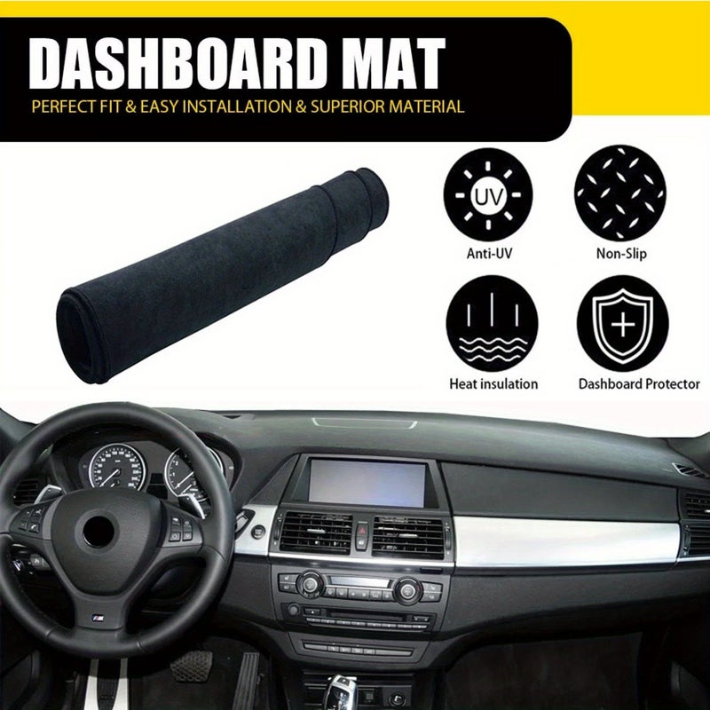 Black Premium Dashboard Cover UV Protection Heat Insulation Anti Scratch Non-Slip Sunshield Mat for Left Hand Drive Vehicles - Image 1