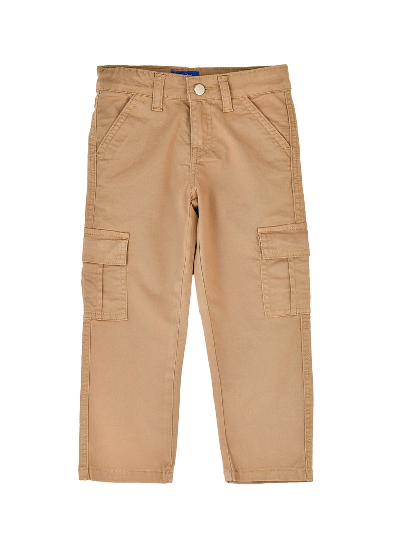 JAM - Boys Cargo Pants with Side Pockets - Khaki - Image 1
