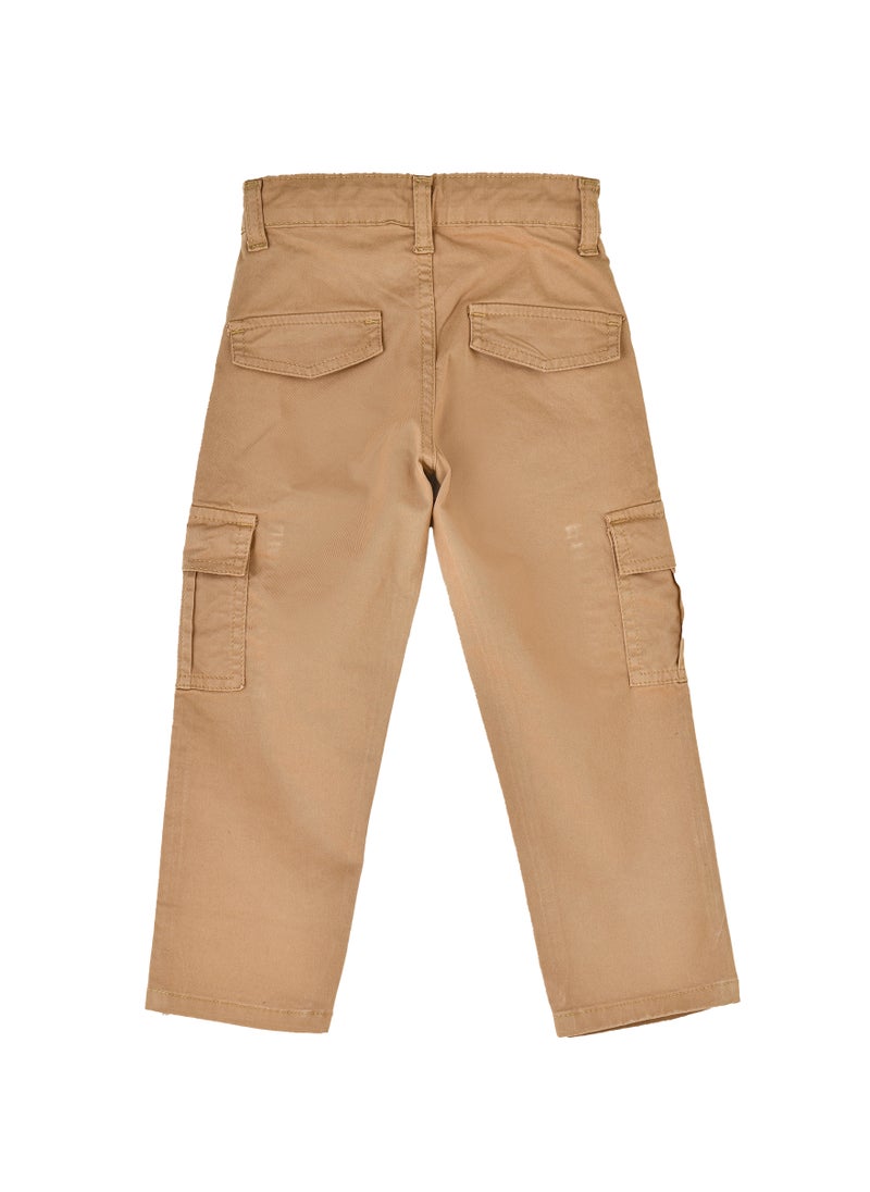 JAM - Boys Cargo Pants with Side Pockets - Khaki - Image 1