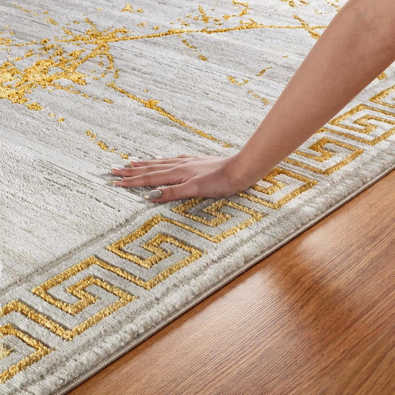GLORY RUGS Area Rugs Marble 5X7 Cream Gold Carpet Modern Abstract Rug Living Room Dining Bedroom Rug - Image 3