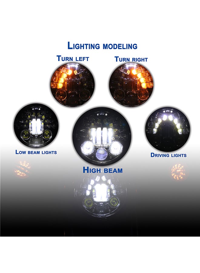 Loquat 12V Motorcycle Headlight Round LED Driving Lamp Head Lamp Fit for 5.75 inches, Retro Turn Signal - Image 4