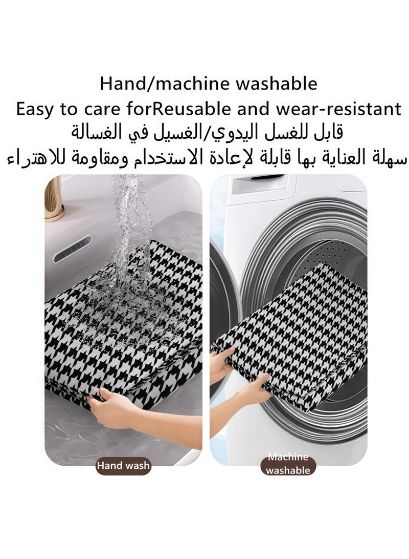 Quilt Storage Bag Oversized Storage Bag Clothes Storage Bag Houndstooth Print Folding Storage Bag Suitable for quilts, blankets, bedding, wardrobe storage bags, with foldable, durable, space-saving handles/zippers, oversized storage bag, 80*30*60 cm (150 liters)  - Image 3