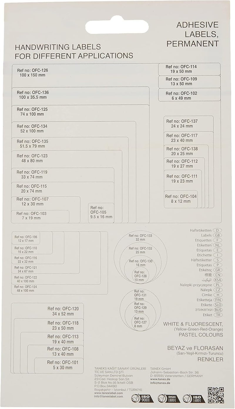 TANEX ADHESIVE LABELS 12MMX30MM 30X10 WHITE, TANOFC107 - Image 3