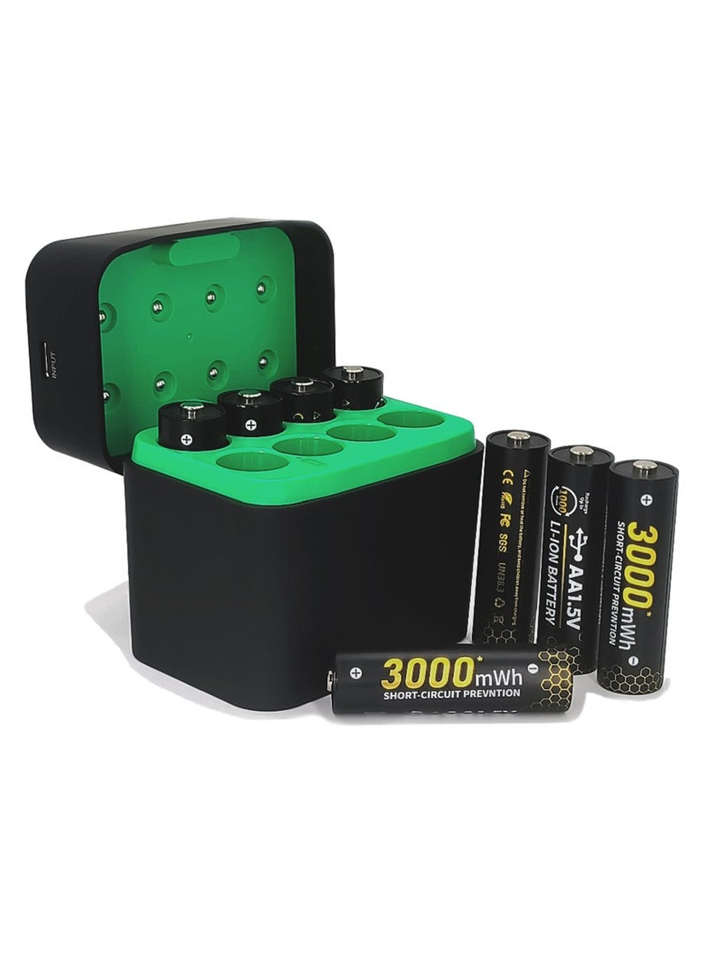 MUXUE 8-PCK 3000mWh Rechargeable AA Batteries Lithium with USB C Fast Charger 1.5V Constant Output - Image 5