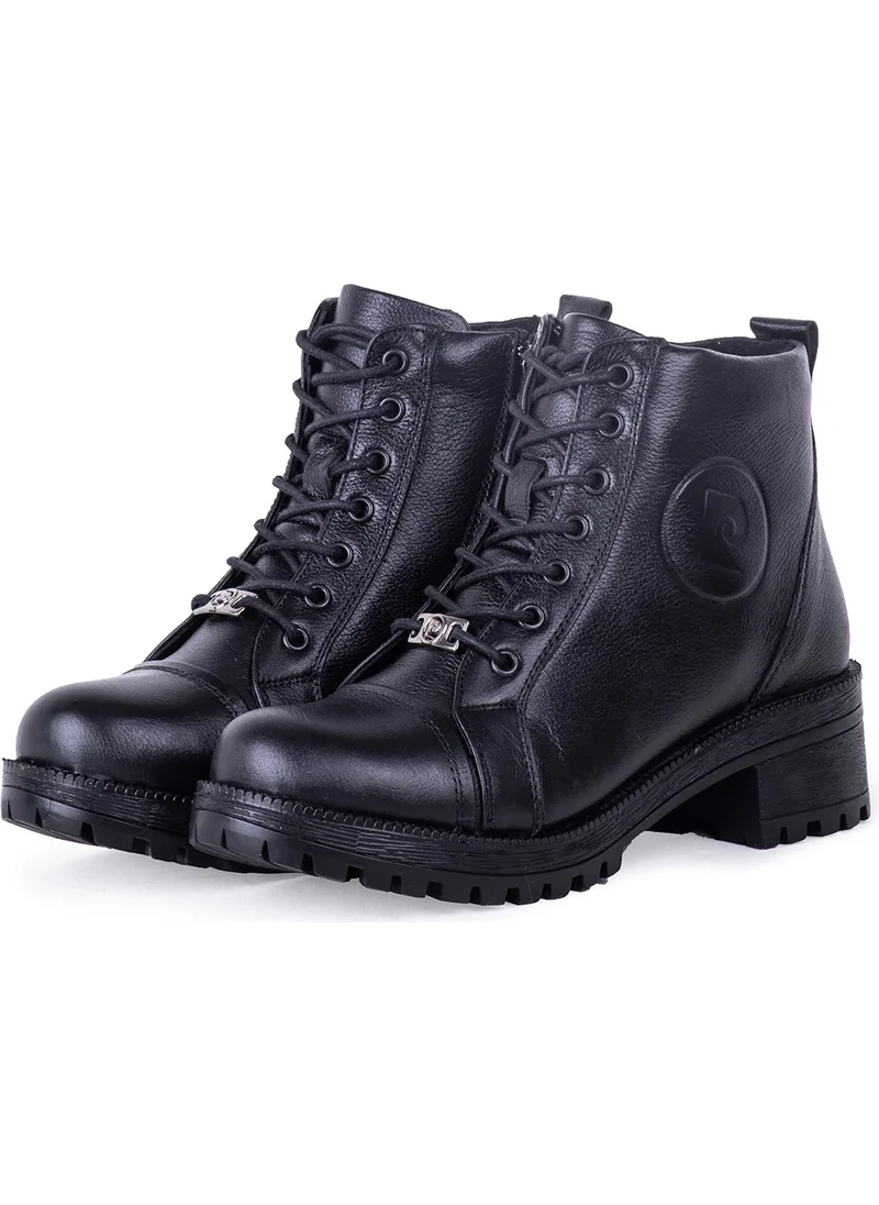 pierre cardin 54062 Women's Genuine Leather Zippered Lace-Up Boots