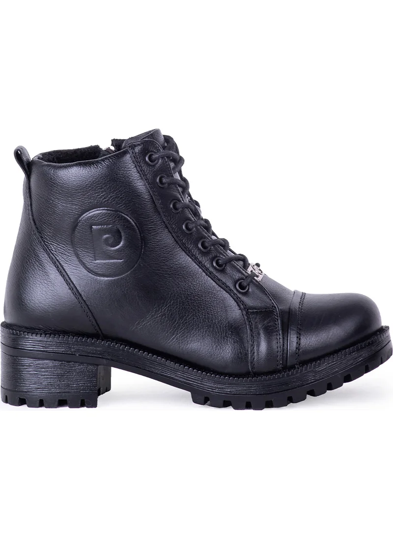 pierre cardin 54062 Women's Genuine Leather Zippered Lace-Up Boots