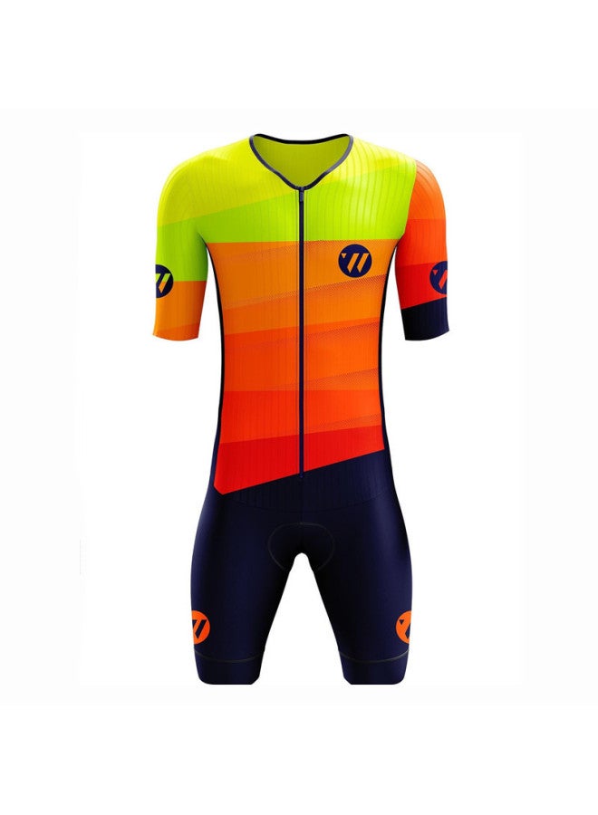 Children's Summer Short-sleeved Triathlon One-piece Team Uniform Outdoor Swimming And Running One-piece One-piece Speed Skating Available For