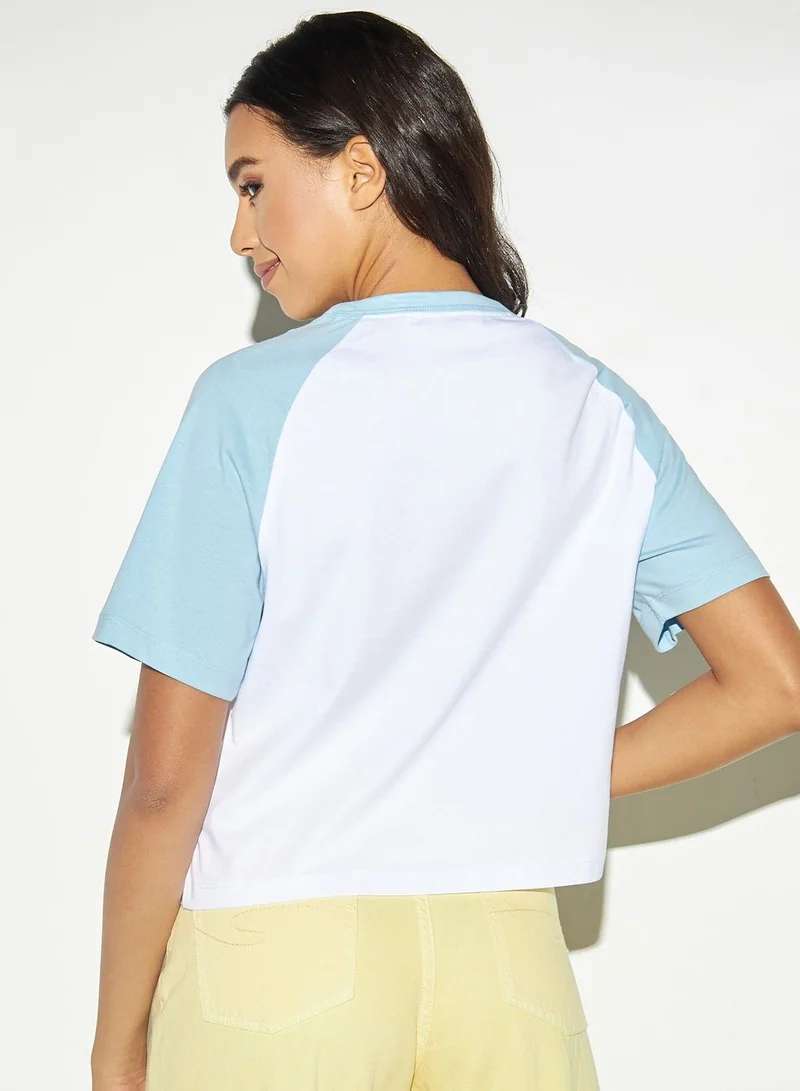 Lee Cooper Lee Cooper Logo Embroidered Crew Neck T-shirt with Raglan Sleeves
