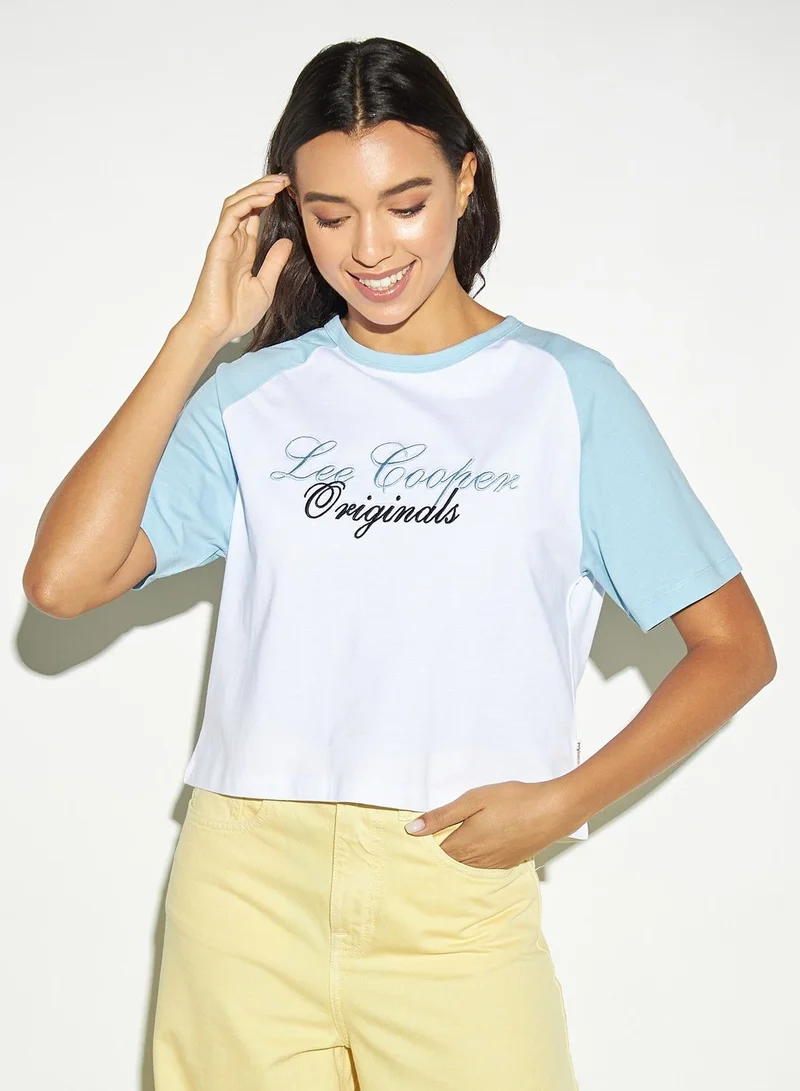 Lee Cooper Lee Cooper Logo Embroidered Crew Neck T-shirt with Raglan Sleeves