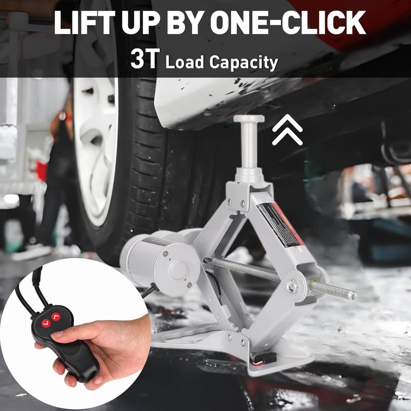 Trihelper Electric Car Jack 3 Ton Floor Jack 12V Truck Jack Stands Kit Scissor Car Lift Jack for Tire Change and Road Emergencies with Carrying Case - Image 5