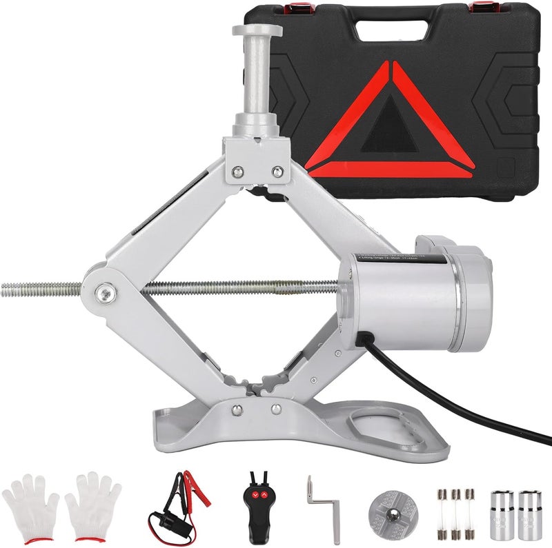 Trihelper Electric Car Jack 3 Ton Floor Jack 12V Truck Jack Stands Kit Scissor Car Lift Jack for Tire Change and Road Emergencies with Carrying Case - Image 1