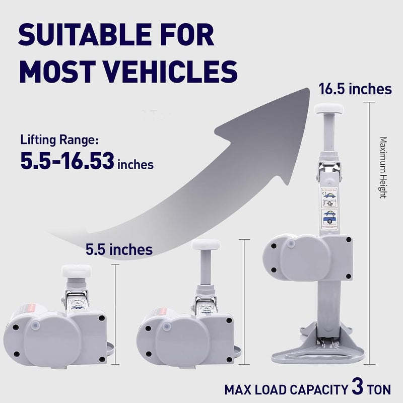 Trihelper Electric Car Jack 3 Ton Floor Jack 12V Truck Jack Stands Kit Scissor Car Lift Jack for Tire Change and Road Emergencies with Carrying Case - Image 2