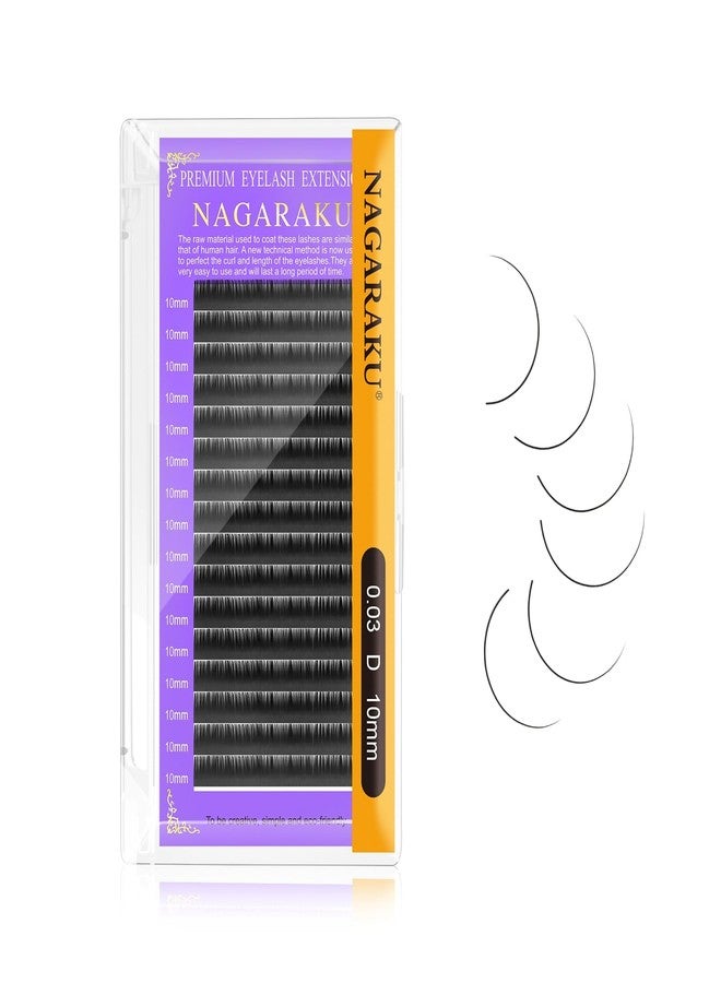 NAGARAKU Eyelash Extensions Individual Lashes 0.03mm D curl 10mm 16 Rows Soft Natural Matte Black Professional Mega Volume Beauty Salon Supplies - Image 1