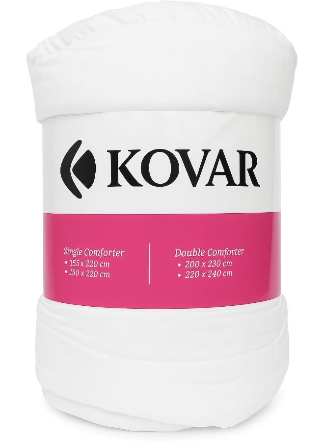 kovar لحاف كوفار، أبيض، مقاسات مفردة ومزدوجة، خفيف الوزن لجميع فصول السنة (200 × 220 سم) - Image 1