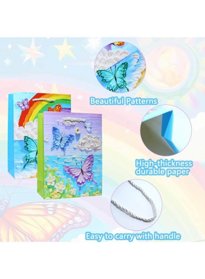 Barakah Children's Birthday Gift Bags with Handle, Rainbow Clouds Butterfly Paper Bags for Party Favors, Kids Birthday Party Bags, Fun Butterfly Design (Pack of 12,Multi-color) - Image 5