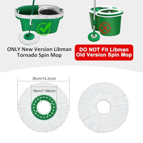GFRED Reusable Mop Head Replacement for Libman Tornado Spin Mop Thick Microfiber Spin Mop Refill Heads for Libman Tornado Spin Mop System Easy to Replace and Machine Washable Wet Dry Clean White 3 Pack - Image 3