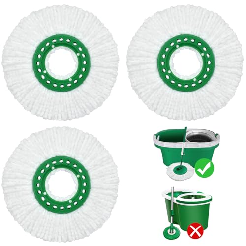 GFRED Reusable Mop Head Replacement for Libman Tornado Spin Mop Thick Microfiber Spin Mop Refill Heads for Libman Tornado Spin Mop System Easy to Replace and Machine Washable Wet Dry Clean White 3 Pack - Image 1