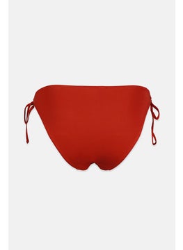 women'secret Women Tie Closure Textured Bikini Bottom, Rust  - Image 2