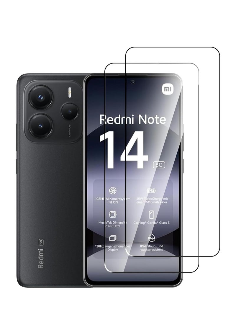 BORTONY Xiaomi Redmi Note 14 4G Screen Protector 2-Pack Scratch Resistant Bubble Free Anti-Fingerprints Tempered Glass for Xiaomi Redmi Note 14 4G - Image 1