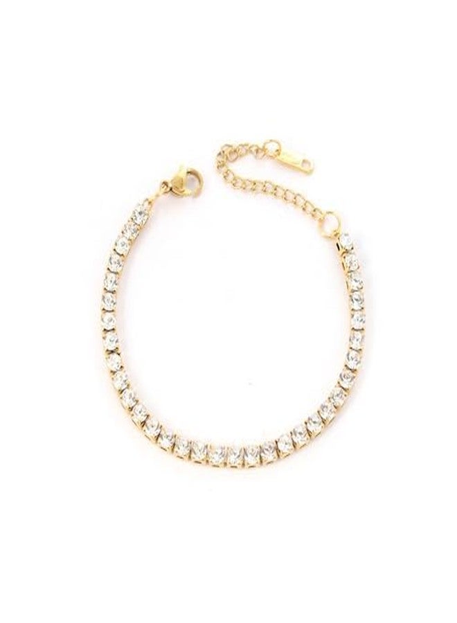 xinxingin Stylish Bracelet for Girls, Elegant Tennis Bracelet for Women, Gold Plated Multi-Row Diamond Bracelet, Ideal Gift for Birthday, Anniversary, Festive Occasions - Image 1