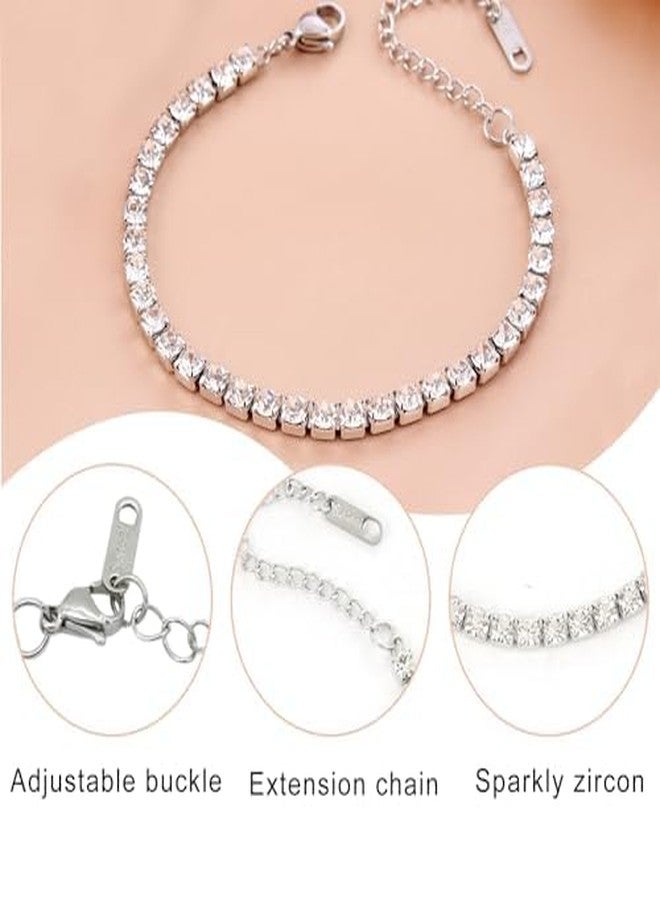 xinxingin Stylish Bracelet for Girls, Elegant Tennis Bracelet for Women, Gold Plated Multi-Row Diamond Bracelet, Ideal Gift for Birthday, Anniversary, Festive Occasions - Image 2