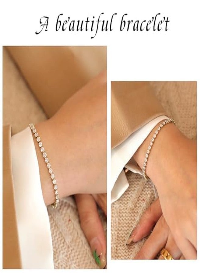 xinxingin Stylish Bracelet for Girls, Elegant Tennis Bracelet for Women, Gold Plated Multi-Row Diamond Bracelet, Ideal Gift for Birthday, Anniversary, Festive Occasions - Image 3