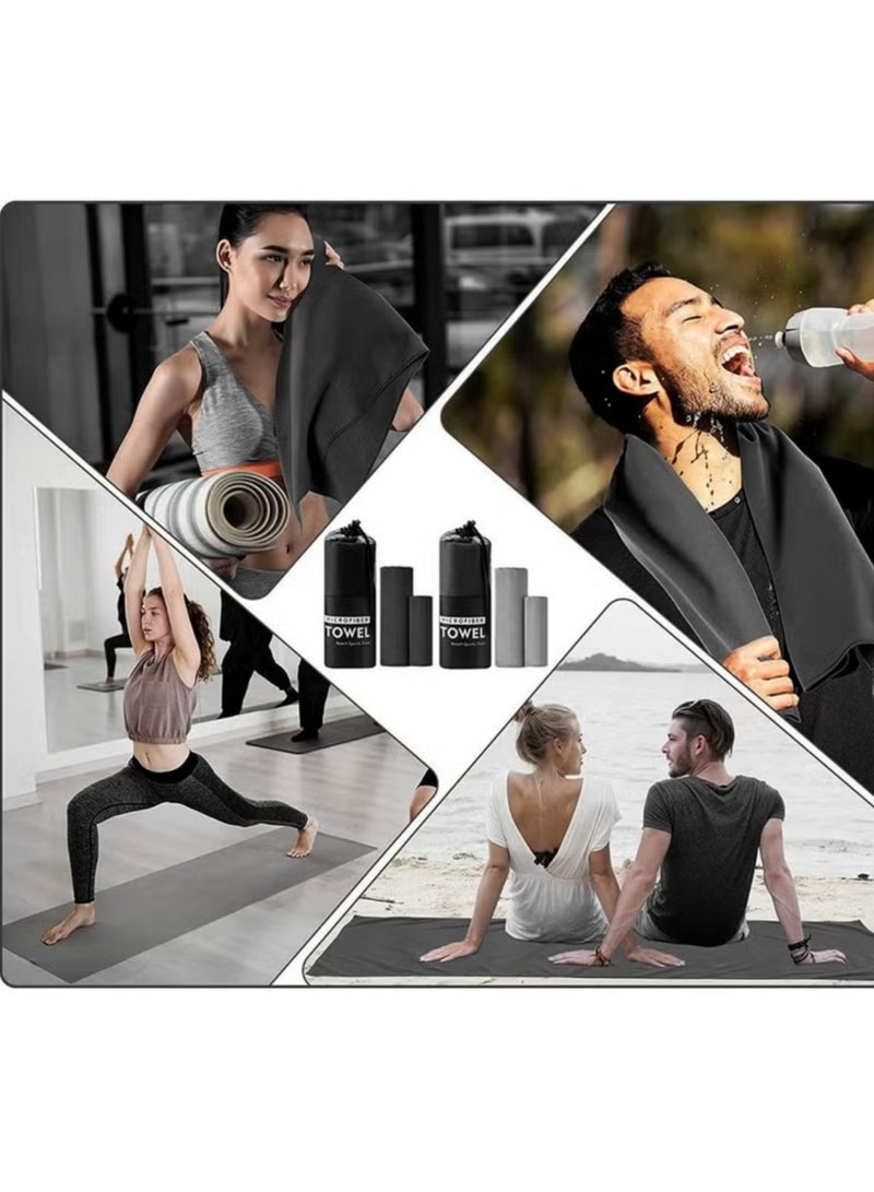 Cuken 3 Packs Microfiber Travel Gym Towels, Fast Drying Compact Beach Towel Light Weight Camping Towels Bath Sheet and Face Towel(38 * 38+40 * 80+76 * 152) - Image 4