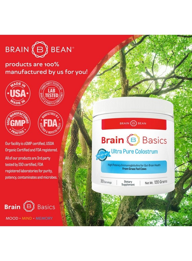 Brain-Bean Brain Basics Ultra-Pure Colostrum, 4000mg per Serving, Min 25% IgG antibodies, Gut-Brain-Immune Health, Glowing Hair and Skin. Colostrum Powder from Grass-Fed Cows. 120 Grams - 30 Servings - Image 5