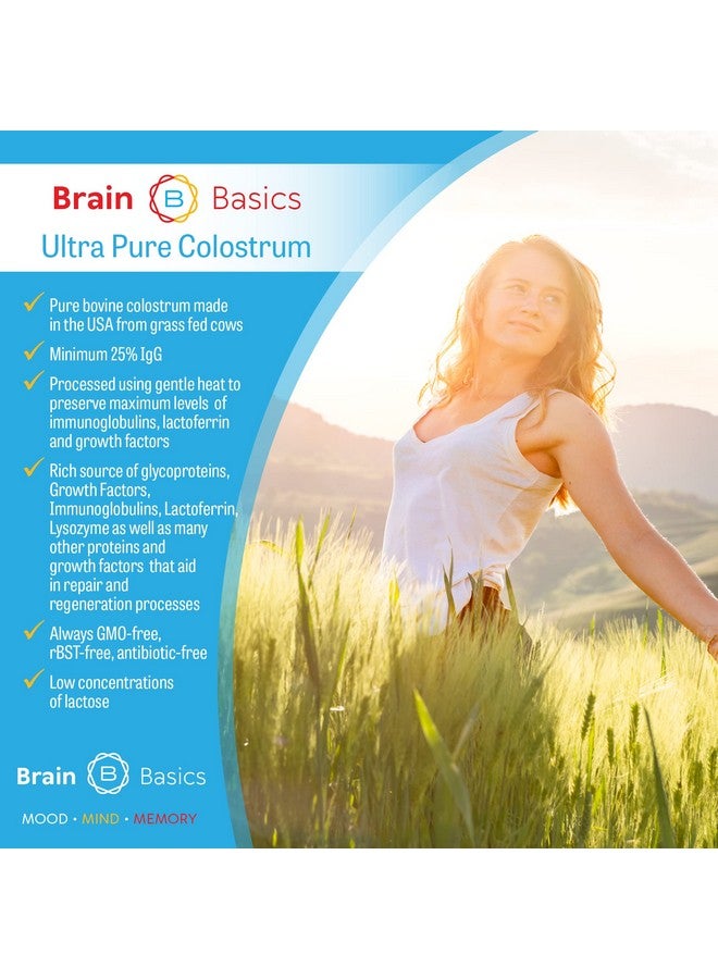 Brain-Bean Brain Basics Ultra-Pure Colostrum, 4000mg per Serving, Min 25% IgG antibodies, Gut-Brain-Immune Health, Glowing Hair and Skin. Colostrum Powder from Grass-Fed Cows. 120 Grams - 30 Servings - Image 2