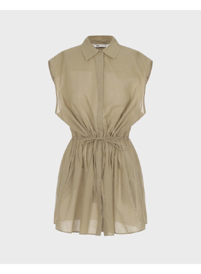 Zara lightweight, Loose-fitting Slimming Sleeveless Dress With Minimalist Waist Drawstring Design - Image 1