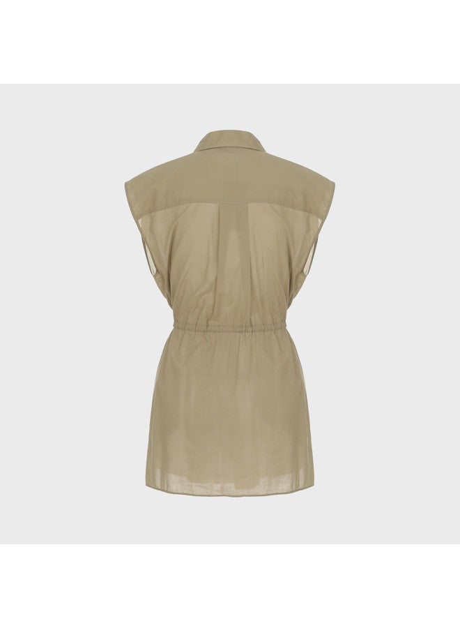 Zara lightweight, Loose-fitting Slimming Sleeveless Dress With Minimalist Waist Drawstring Design - Image 3