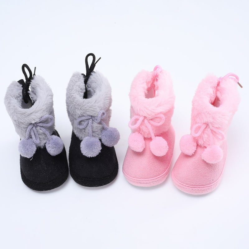 Chang Tong Baby Anti-Slip Soft Sole Learning Shoes for 0-1 Year Old, Warm Winter Socks Shoes, 3-5-7-9 Months, Coral Fleece, Retro Style - Image 4