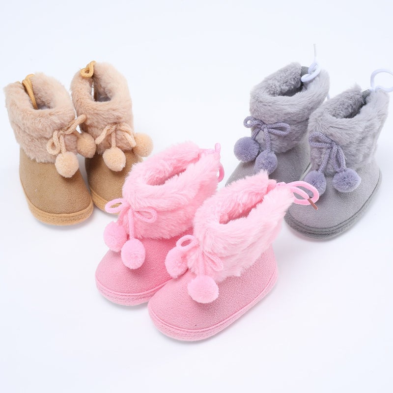 Chang Tong Baby Anti-Slip Soft Sole Learning Shoes for 0-1 Year Old, Warm Winter Socks Shoes, 3-5-7-9 Months, Coral Fleece, Retro Style - Image 5