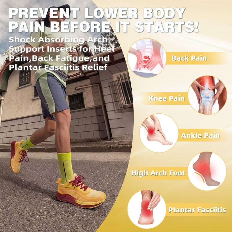 OrthoComfoot Men's Orthopedic Running Shoes: Casual Plantar Fasciitis Arch Support Neuropathy Foot Heel Pain Relief Recovery Trail Sneakers, Lightweight Breathable Slip On Tennis Shoes Orange Yellow Size 12 - Image 4