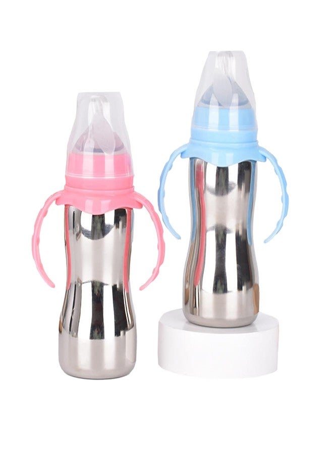 FIMALIA Steel Feeding Bottle Baby Pink,Blue| Stainless Steel Infant Bottle | Milk & Formula Feeding, BPA-Free, Durable (1 pc Multicolor) - Image 2