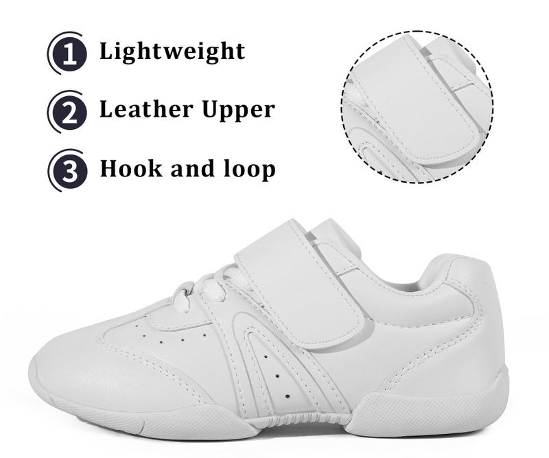 BAXINIER Girls White Cheerleading Shoes Lightweight Youth Competition Cheer Sneakers Kids Training Dance Tennis Shoes - 10 Toddler - Image 2