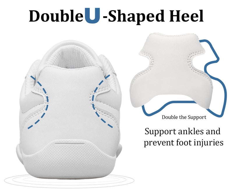 BAXINIER Girls White Cheerleading Shoes Lightweight Youth Competition Cheer Sneakers Kids Training Dance Tennis Shoes - 10 Toddler - Image 5
