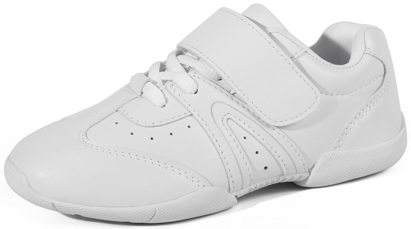 BAXINIER Girls White Cheerleading Shoes Lightweight Youth Competition Cheer Sneakers Kids Training Dance Tennis Shoes - 10 Toddler - Image 1