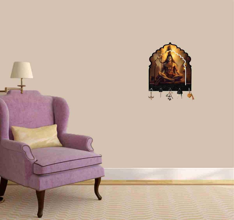 CRAFTZO Wall Key Holder Wooden Shiva Design Key Holders with Mobile Stand for Wall Decor CZKH952SHIVA - Image 3